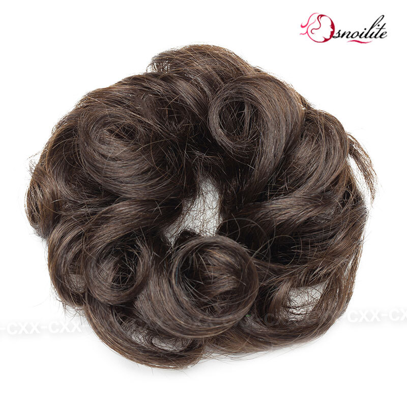 Real Remy Human Hair Large Messy Bun Scrunchie Curly Extensions Ponytail Piece Q