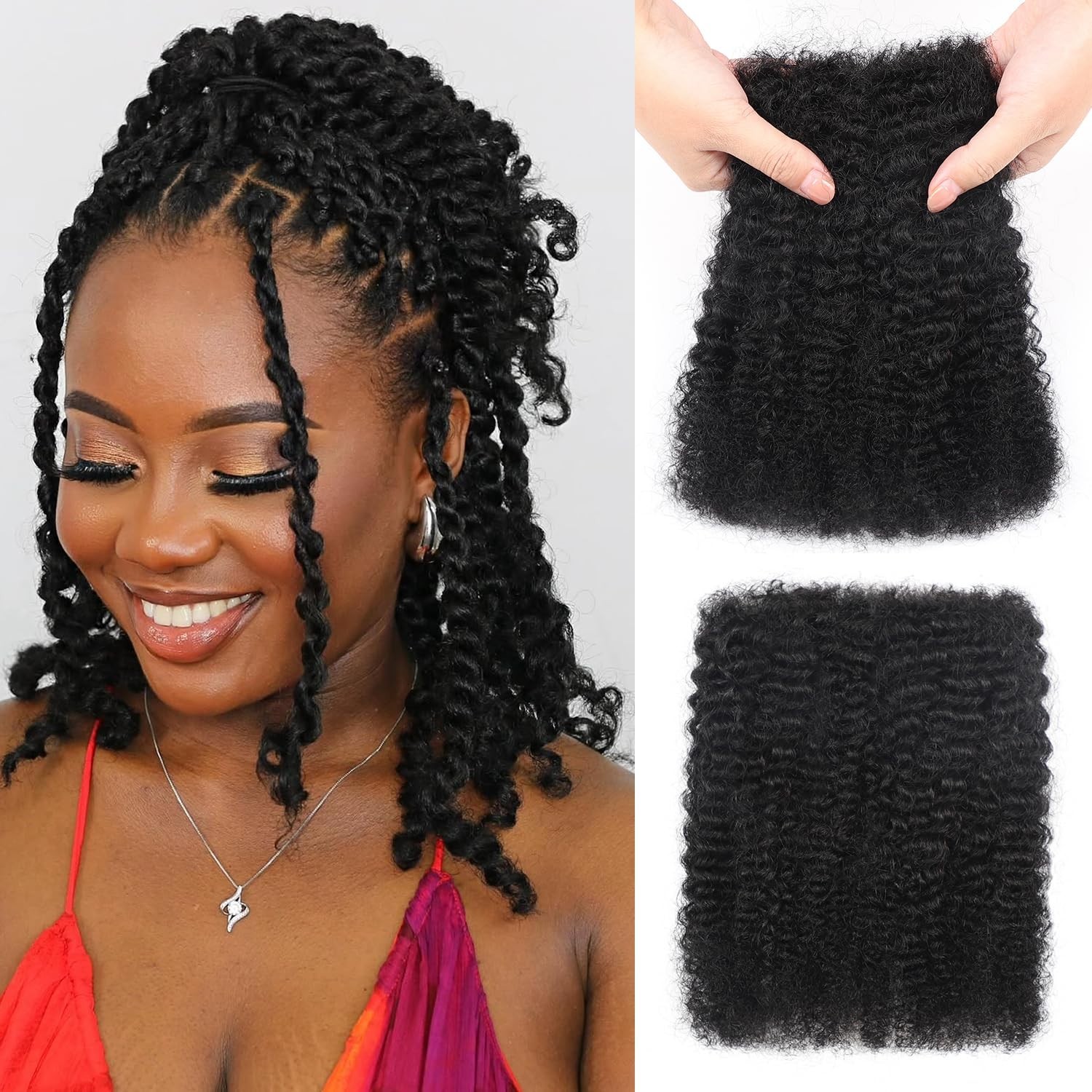 Afro Kinkys Bulk Human Hair 35g/Pack -100% Real Human Hair Soft 4C Afro Kinky Cu