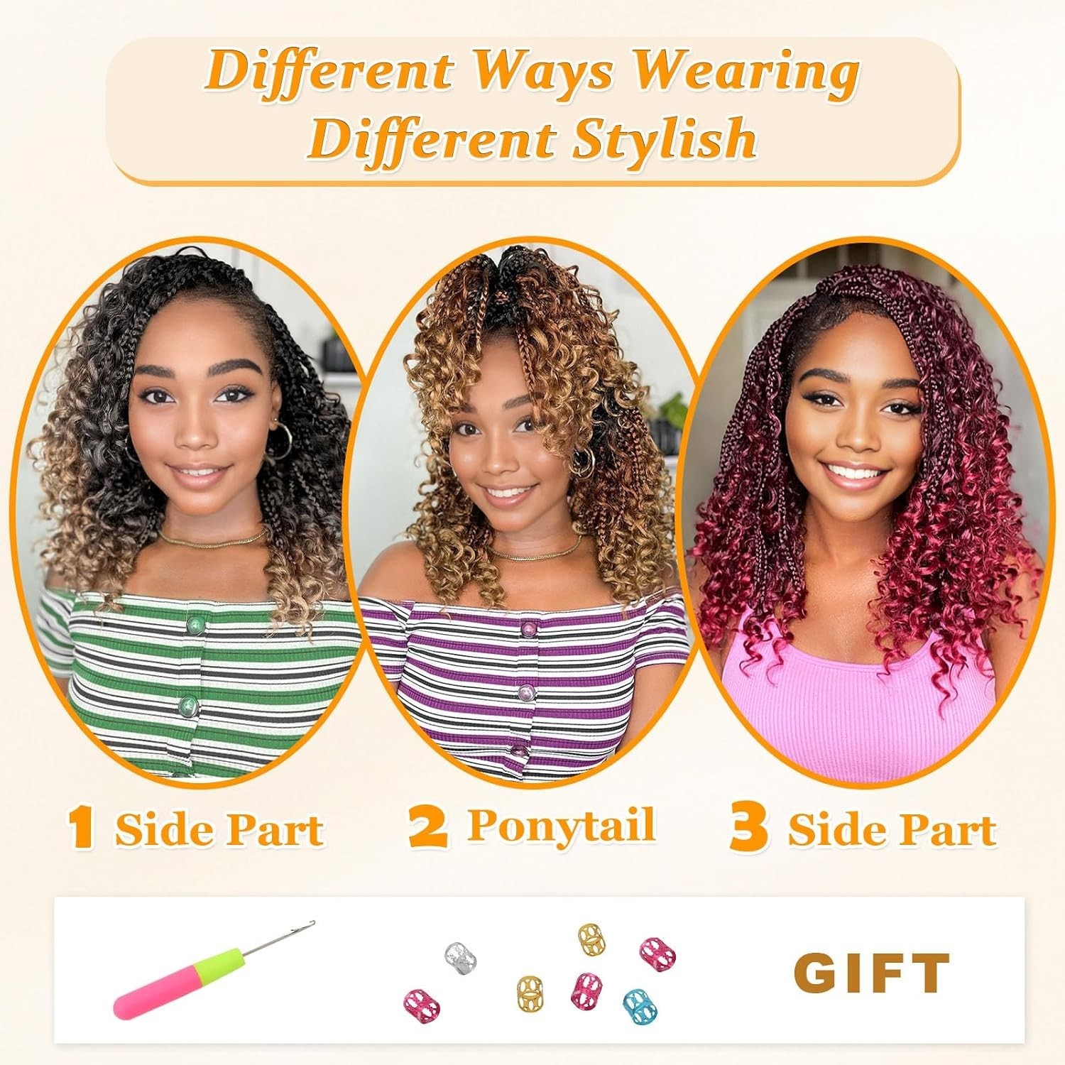 14 Inch Goddess Box Braids Crochet Hair Curly Ends 9 Packs Pre Looped Boho Cr…