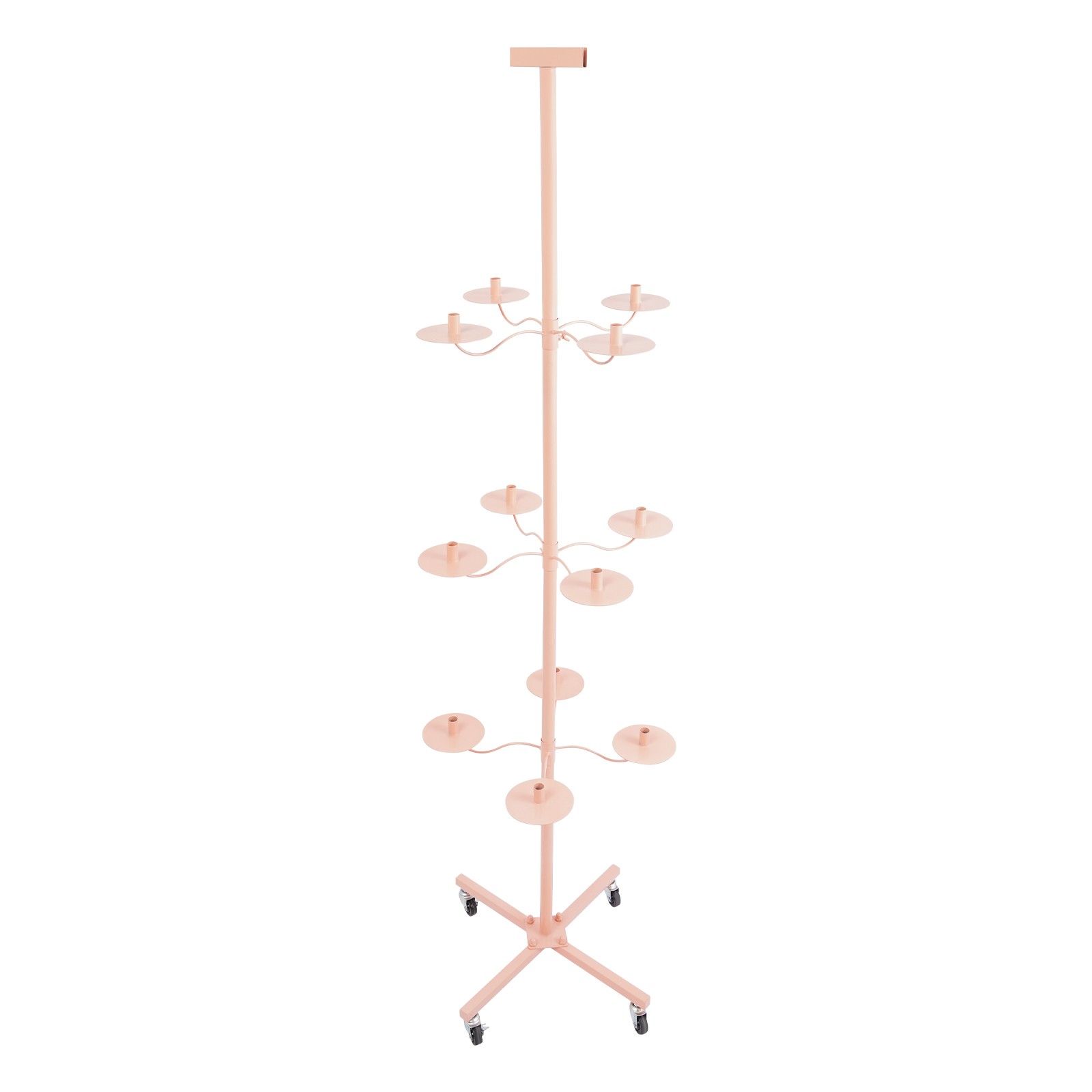 Pink 12-Head Heavy Duty Wig Stand Organizer | Metal Tripod Rack | Salon Display