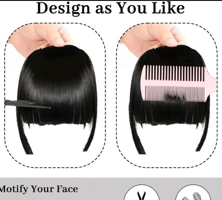 Hair Extension Bangs One Piece/2 Clips Blond/Brown Blend Synthetic 6″ – 10″
