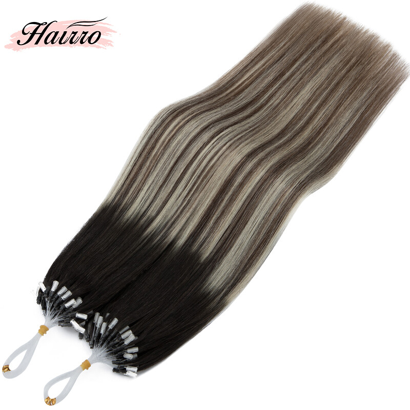 1G Micro Loop Ring Beads Tip Indian Remy Human Hair Extensions Pre Bonded 50S