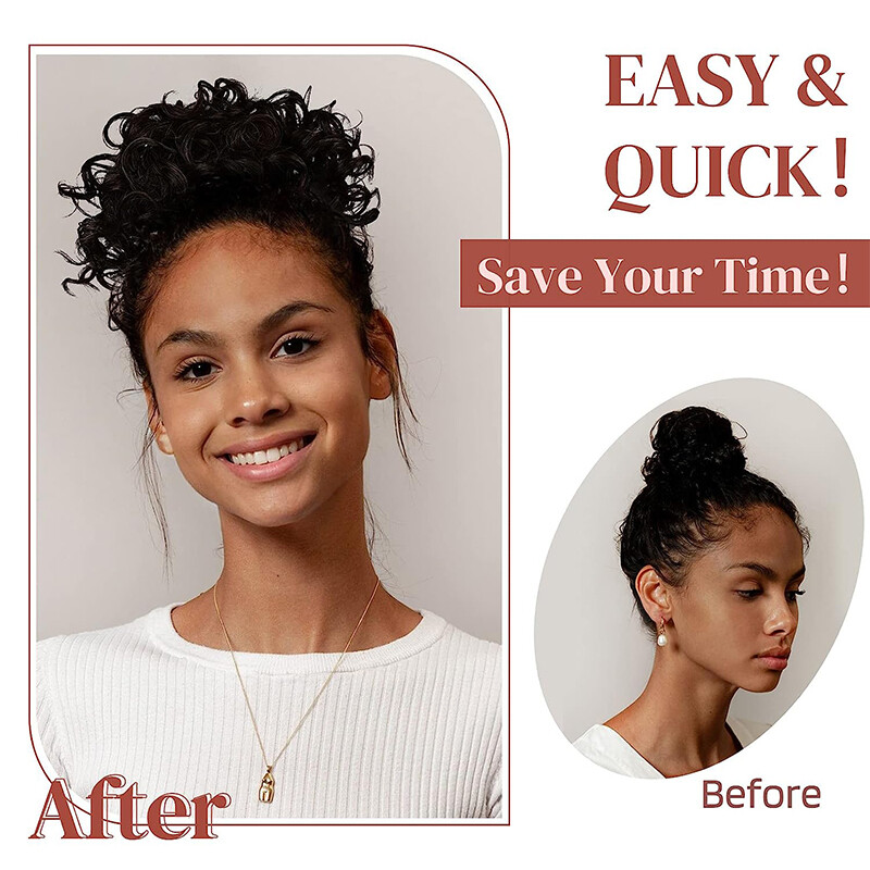 Drawstring Scrunchie Updo Loose Wave Large Curly Hair Bun Extension w/ Ponytail