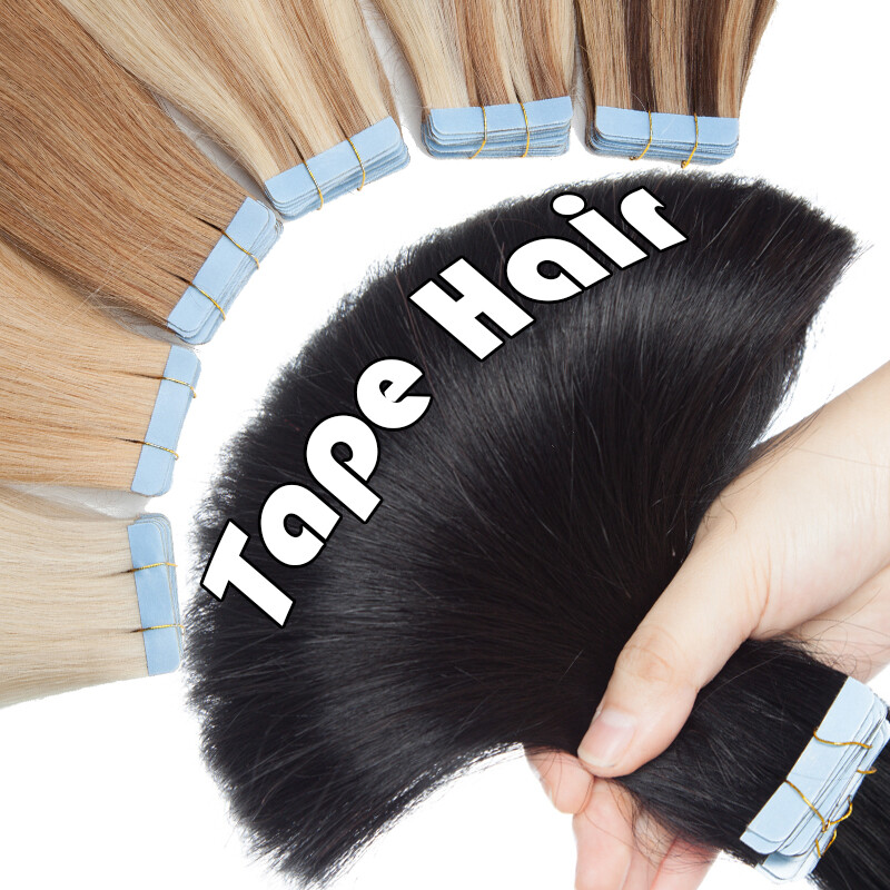 Traceless Russian Tape In Remy Human Hair Extensions Skin Weft FuLL Head Ombre#