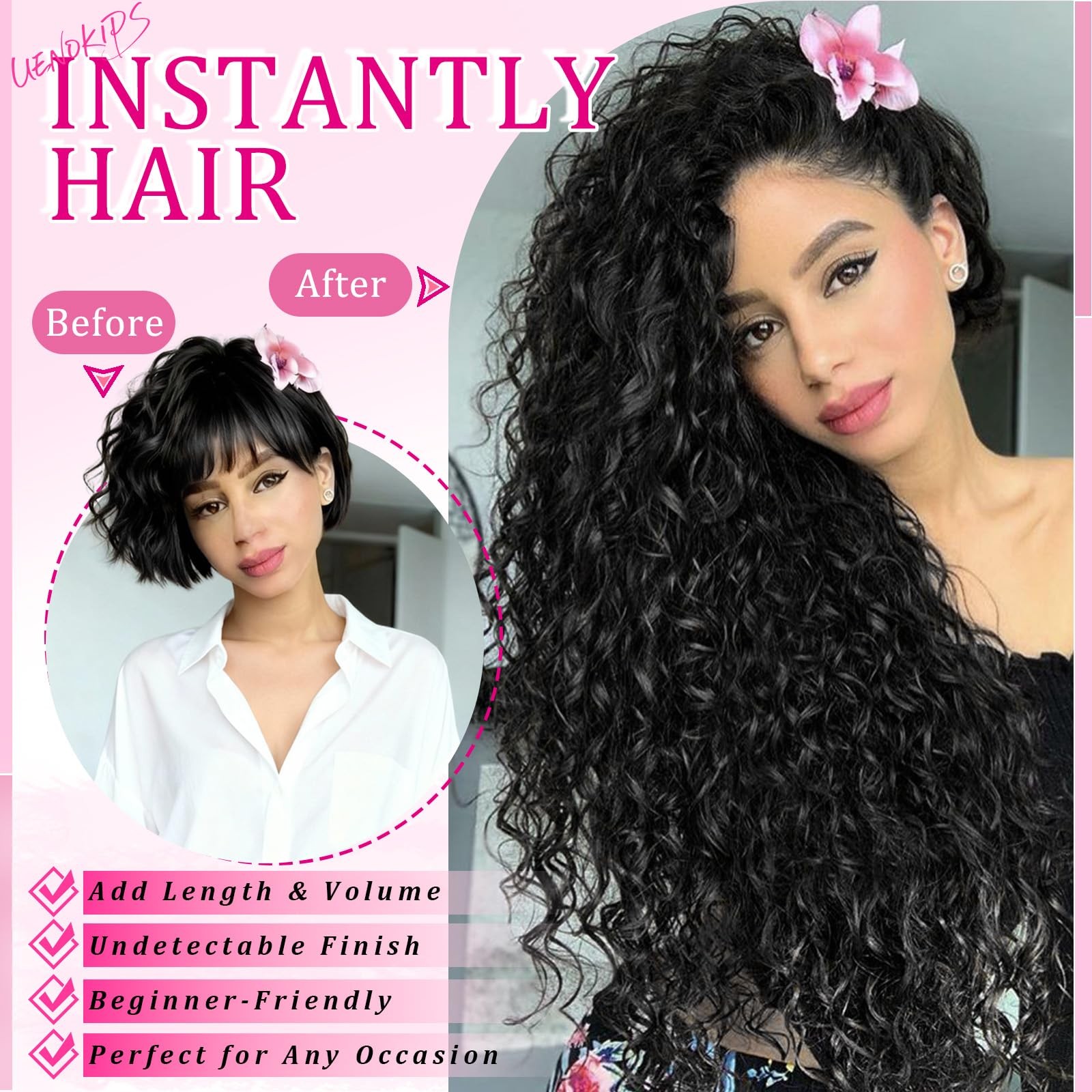 Curly Clip In Hair Extensions 6 Pcs 18 Clips Water Wave Clip Ins 100％ Pure Pr…