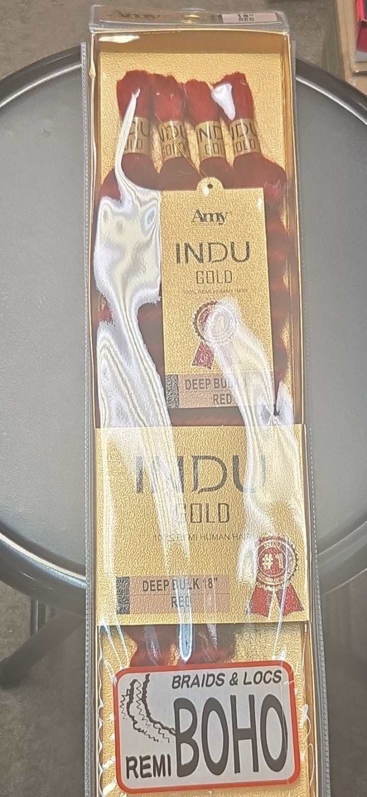 INDU GOLD Remi Boho Deep Wave Braid Human Hair Extensions 18in Red