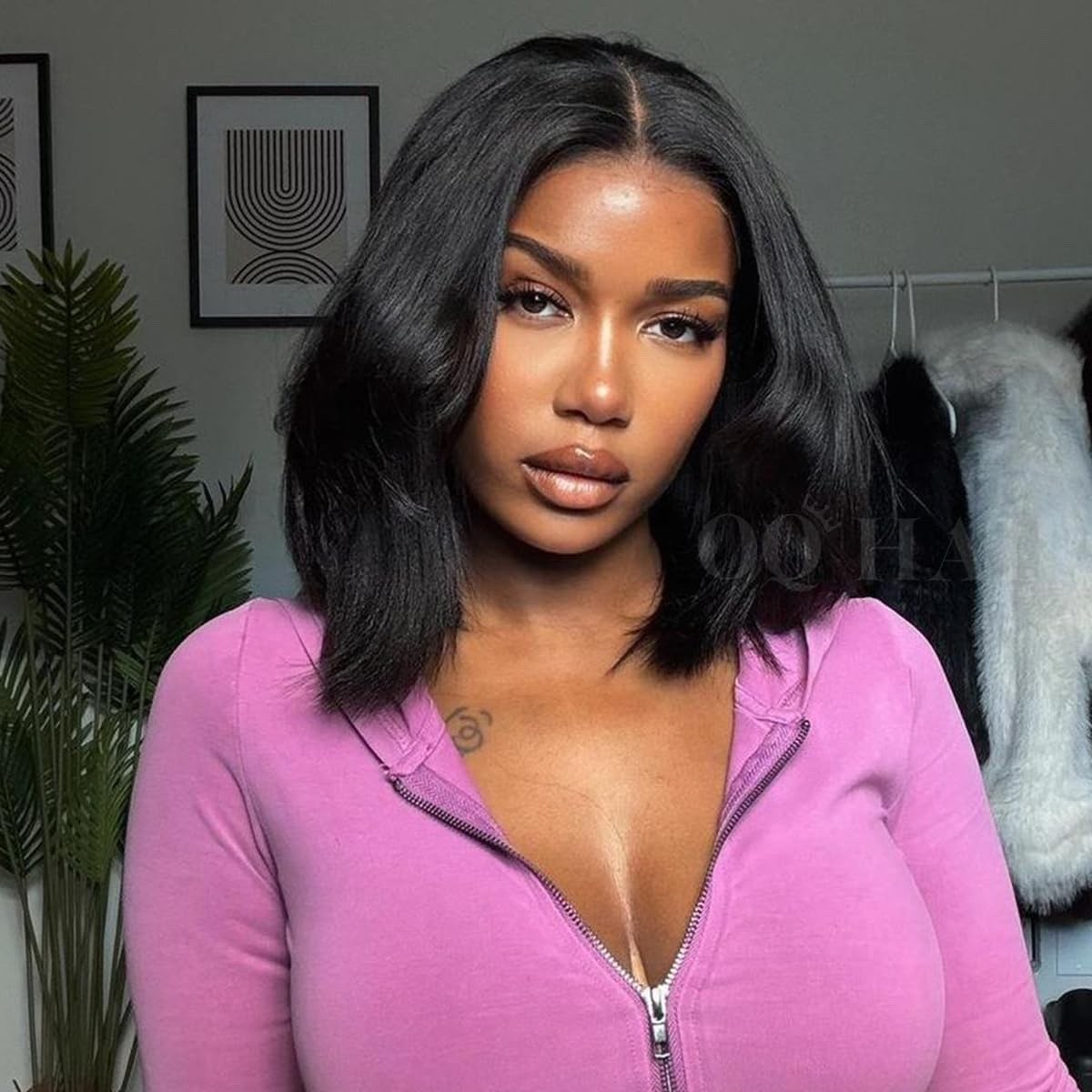 Layer Cut Bob Wig Human Hair Pre-Bleached Glueless Wig Ready to Wear 180% Densit