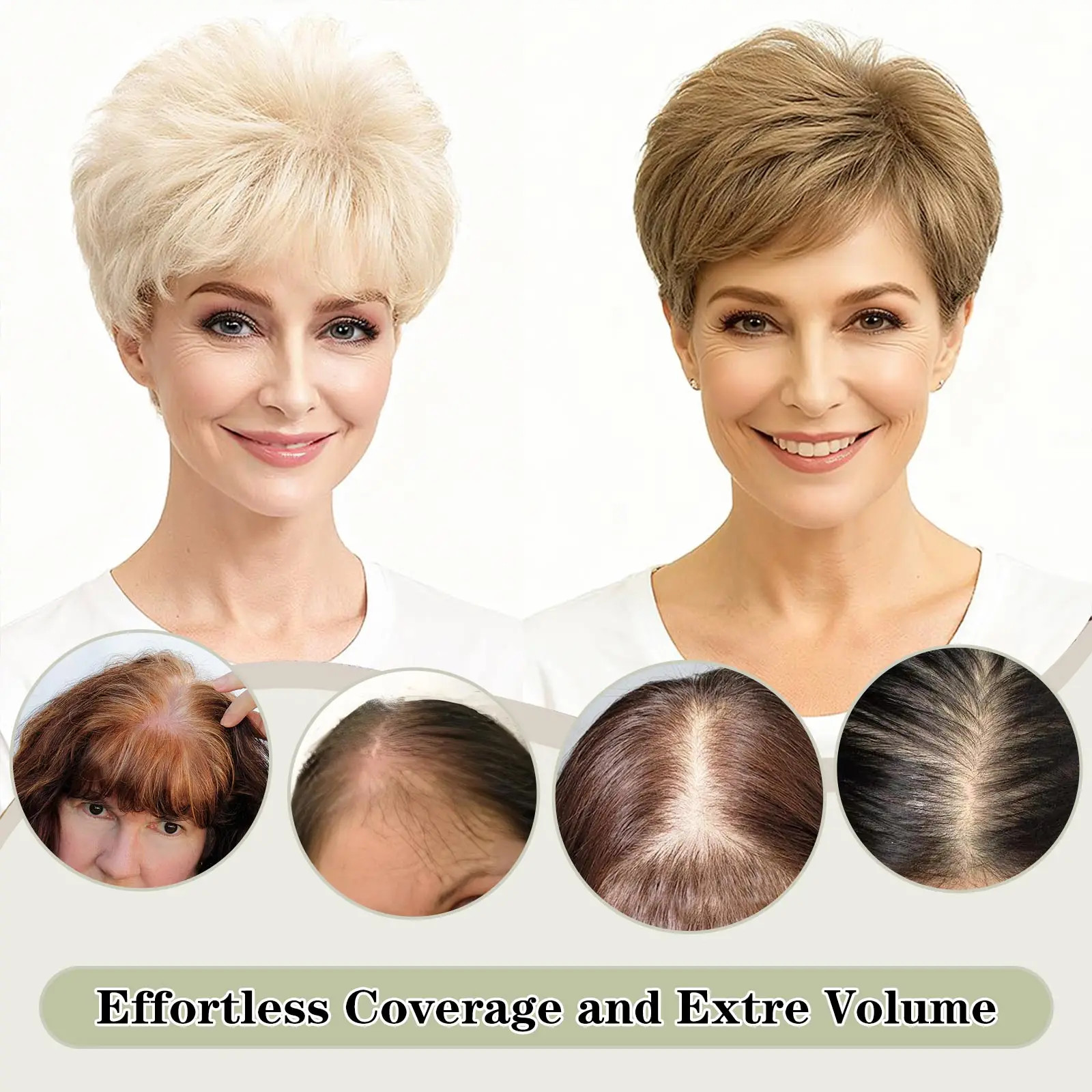 6 Inch Natural Curly Short Pixie Synthetic Hair Topper for Thinning Hair Pieces