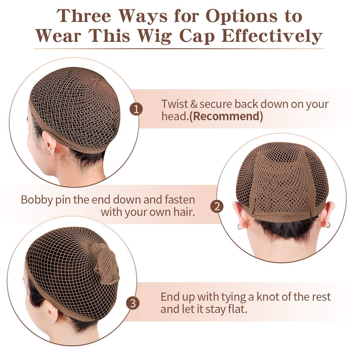 2 gorros de malla de nailon para pelucas, ideales para cabello largo