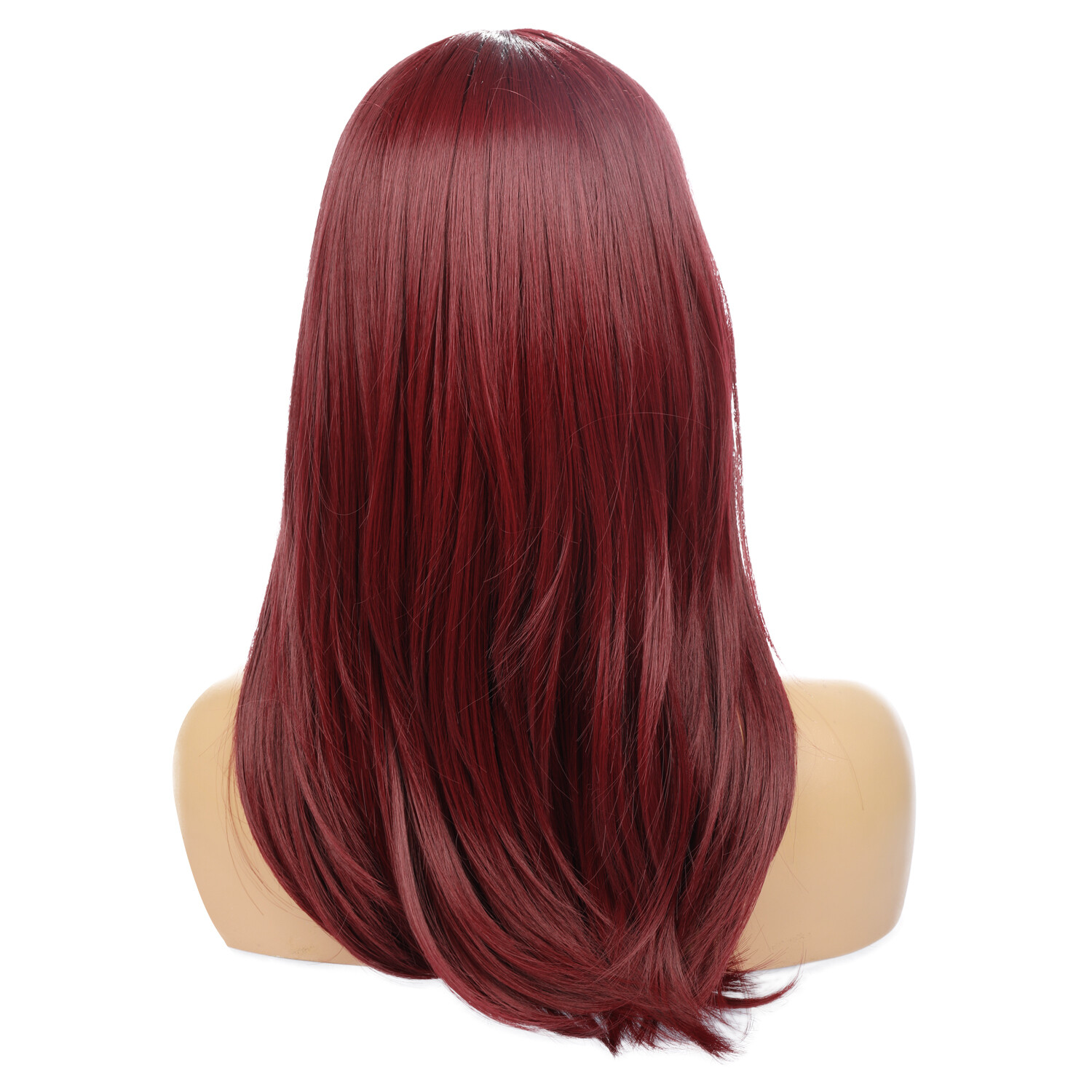 Heat Resistant Fiber Full Bangs Synthetic Hair Wig Natural Fashion Long Wine Red