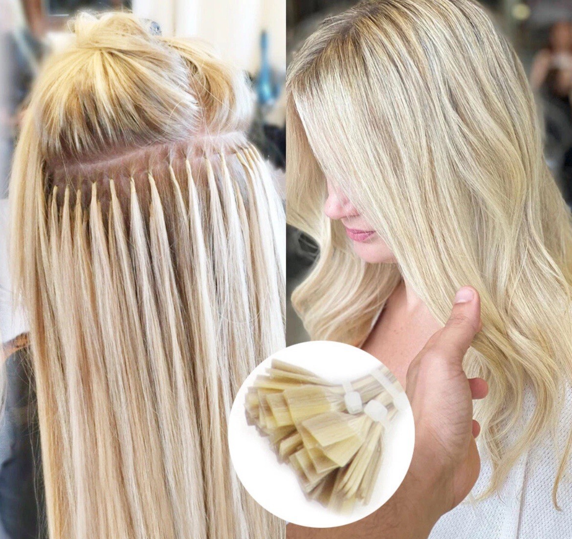 17” Flat Tip Extension Fusion Keratin Human Hair 8pc remy Balayage Omrea 9g