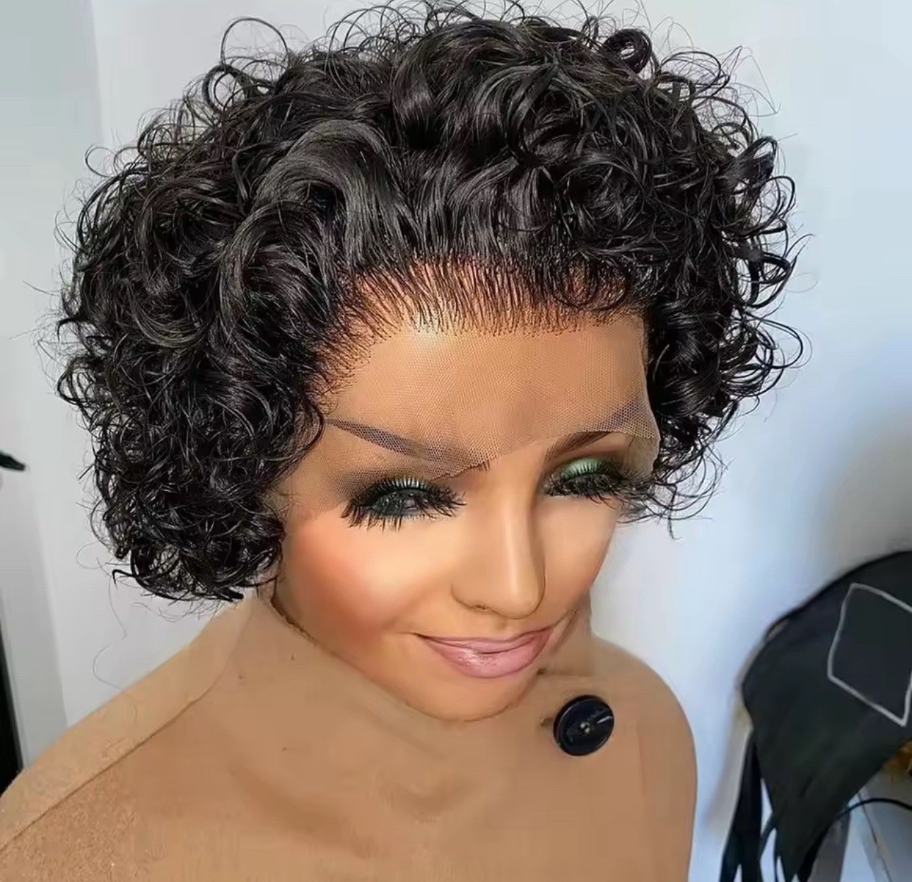 Short Curly Human Hair Wig Pixie Cut Lace Front Wigs 13×1 Pixie Wig Human Hair