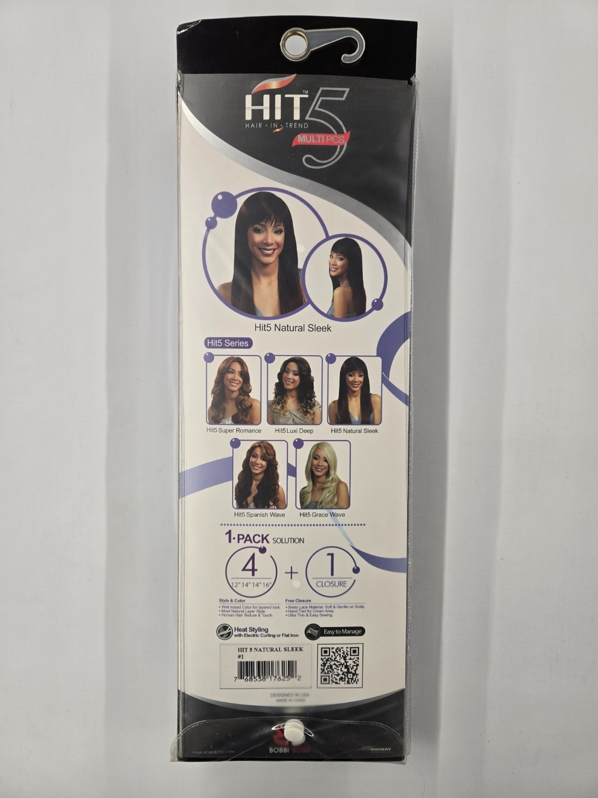 BOBBI BOSS HIT5 Multi pcs Synthetic & Human Hair Blend With Closure-Jet Black