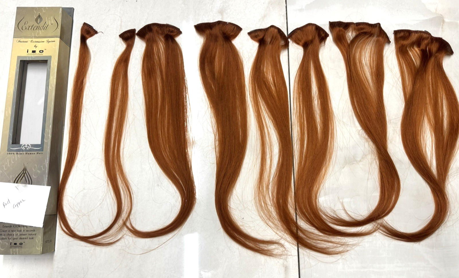 Human Hair 100% Pure Remy 7 Piece Hair Extensions, Red Copper 20 inches