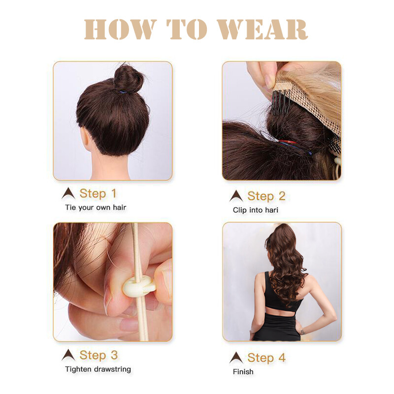 200g Real As Human Thick Drawstring Ponytail Clip In Hair Extension Pony Tail US