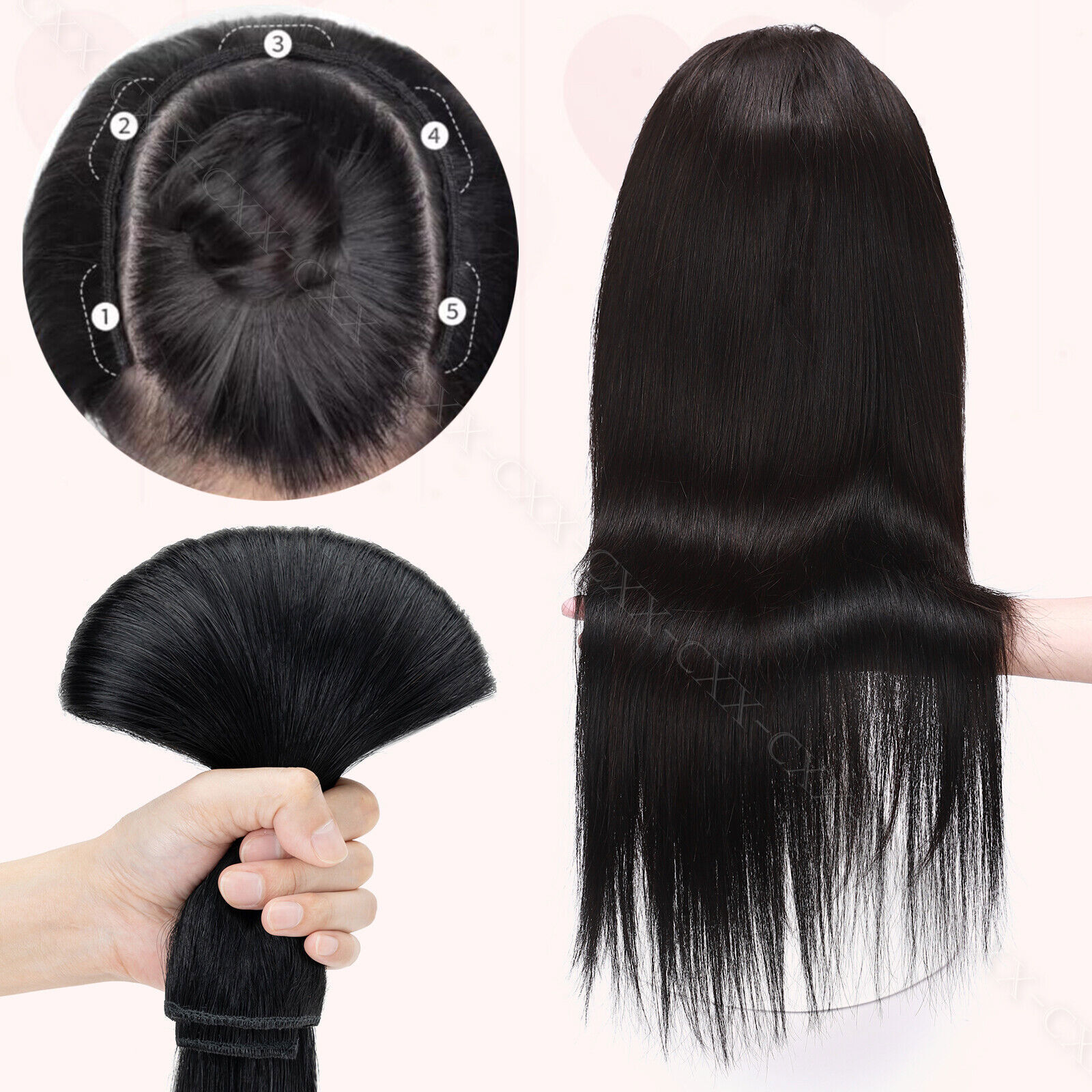 One Piece V Shape 100% Real Clip in remy Human Hair Extensions Highlight