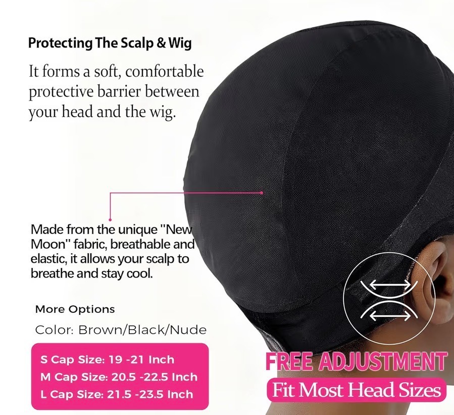 Black Lace Wig Grip Cap – Transparent/Reusable/Adjustable Non-Slip Cap