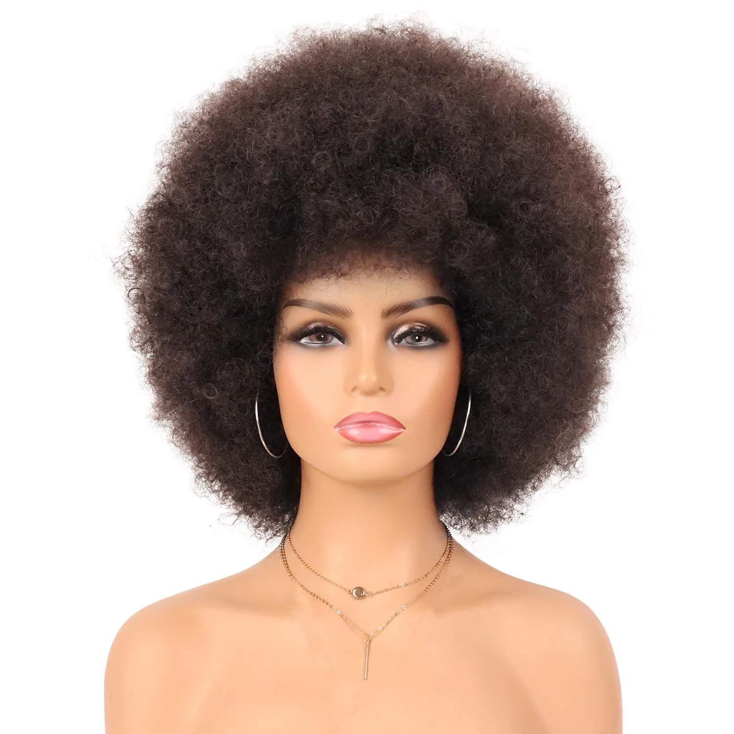 Fluffy Bouncy Afro Puff Wig Short Synthetic Kinky Curly Hairpiece for Women