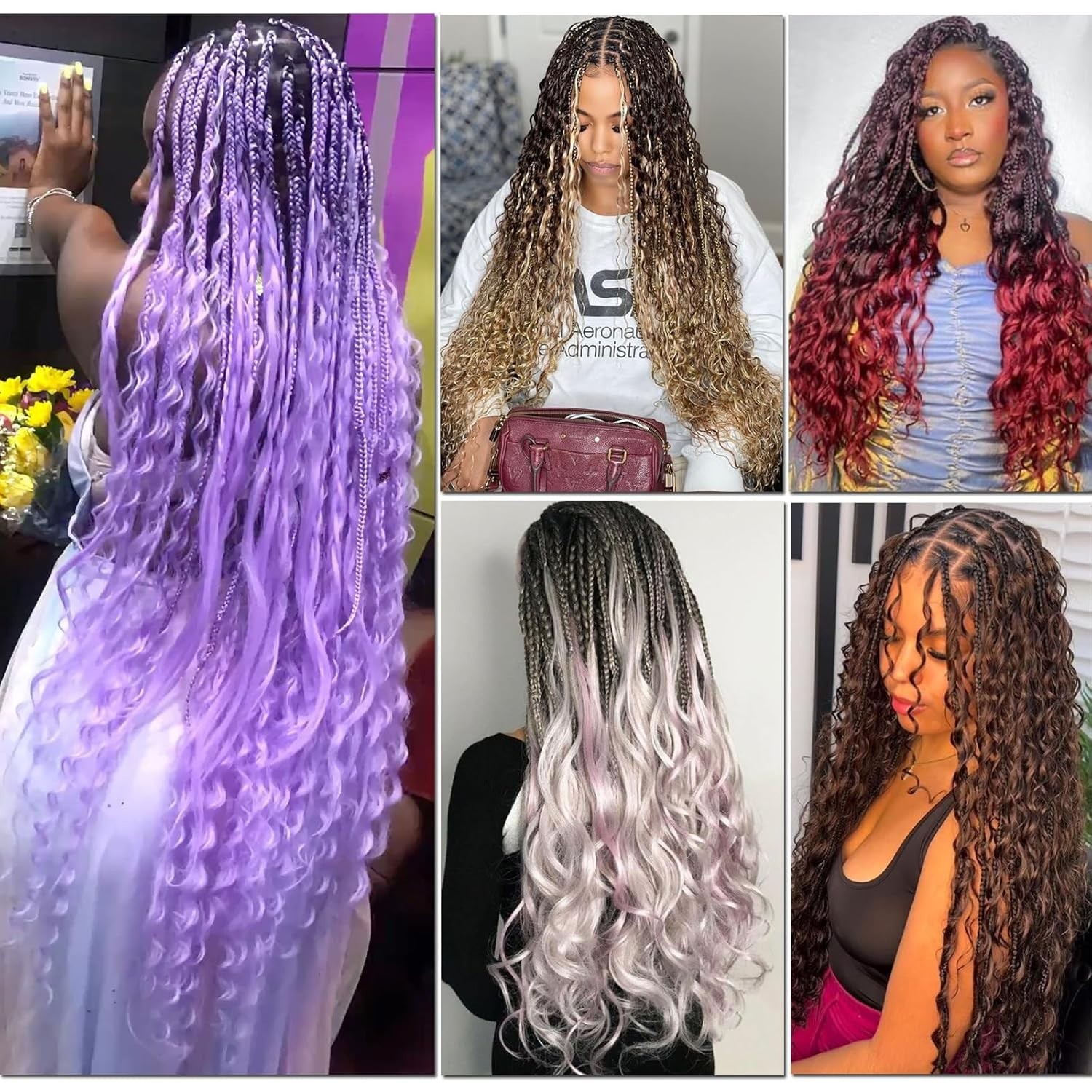 Pink 30 Inch Boho Curly Braiding Hair 2pk Deep Ocean Wave Crochet Hair for Braid