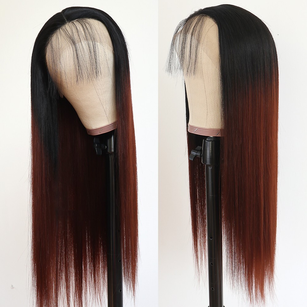 Ombre #33 Heat Resistant Synthetic Lace Front Wig Long Straight Hair Wigs Women