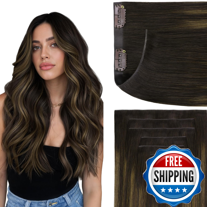 Goo Goo Genius Clip In Hair Extensions 14Inch 110G 7Pcs Seamless Pu Clip In