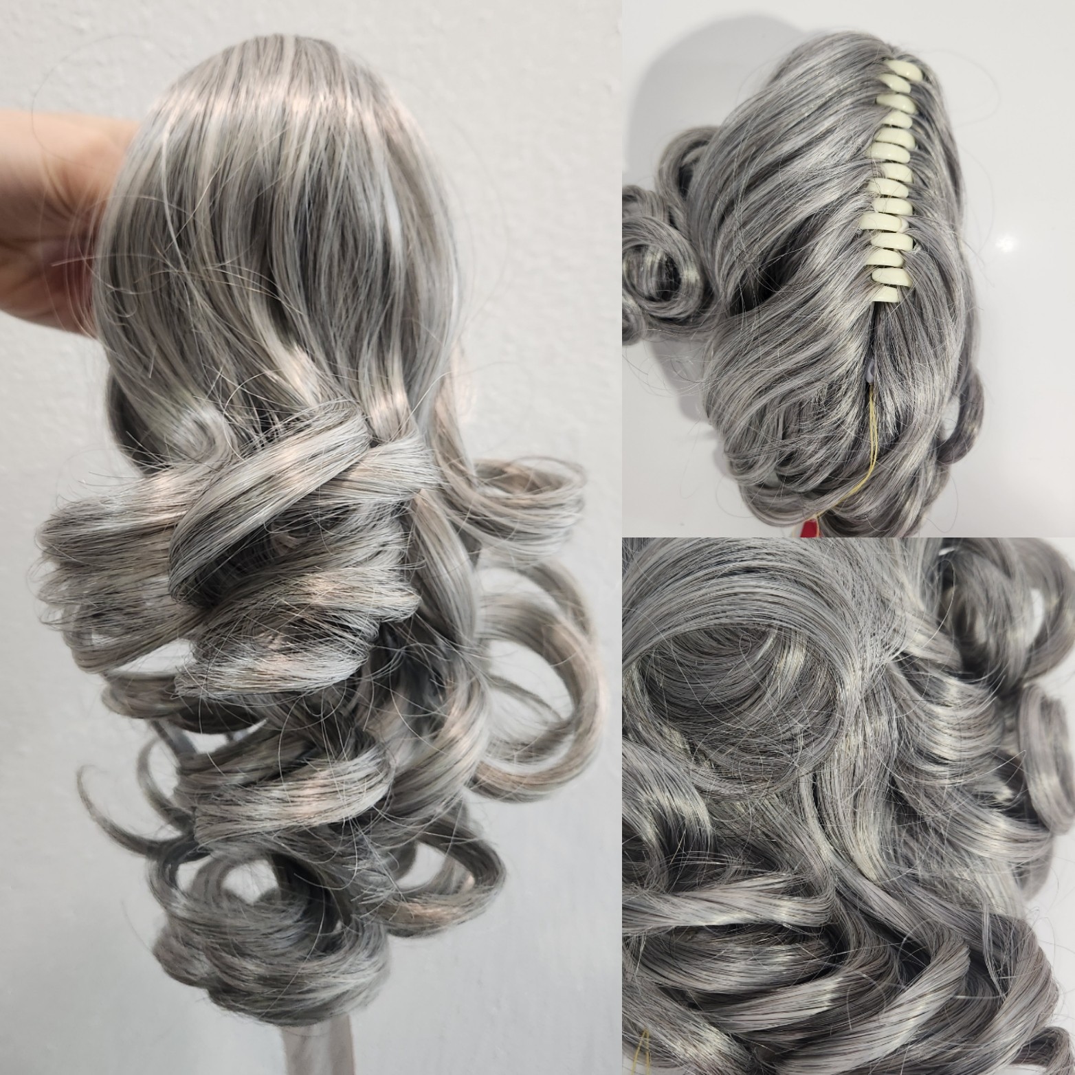 Curly Synthetic Hair PONYTAIL CLAW CLIP Dawn #51 Gray