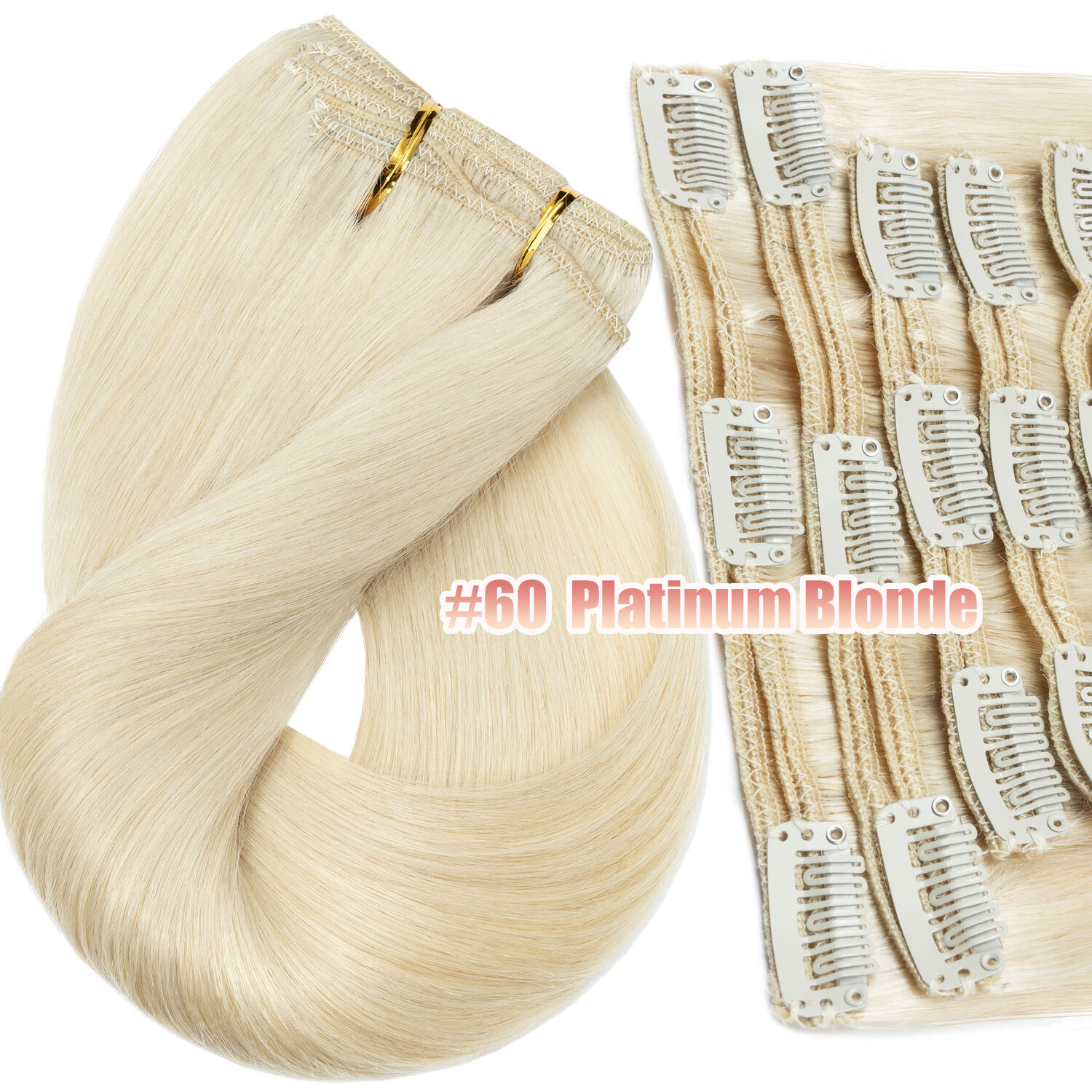 100% Real Soft Double Weft Clip In Remy Human Hair Extensions Full Head Thick US