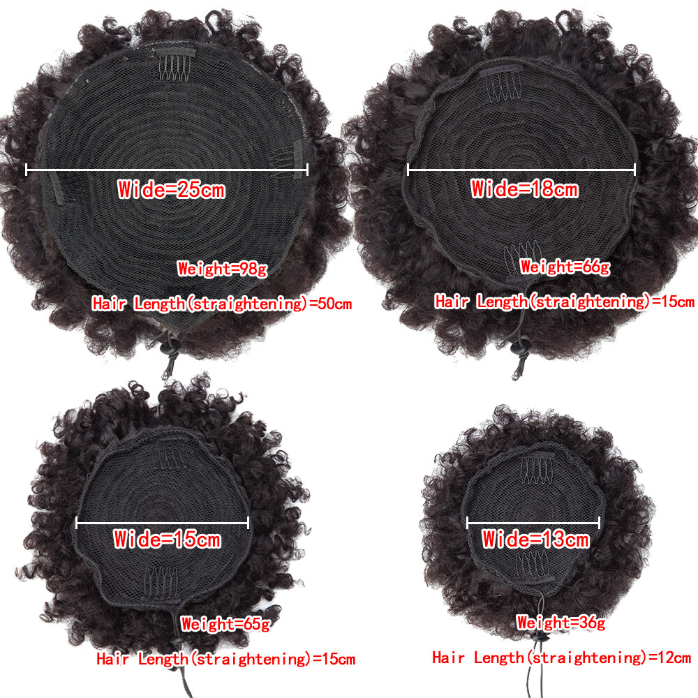 Afro Curly Puff Drawstring Ponytail Extension Clip In Human Hair Hairpiece Bun