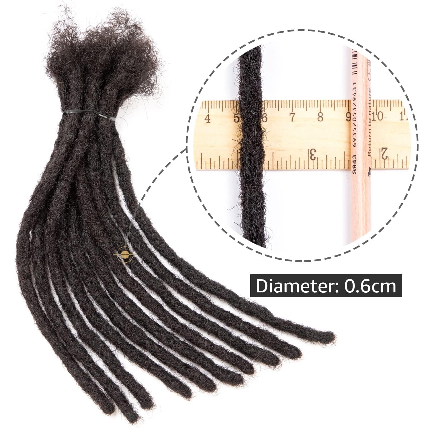Crochet Braid Handmade Dreadlocks Hair 0.2/0.4/0.6/0.8cm human hair Extensions
