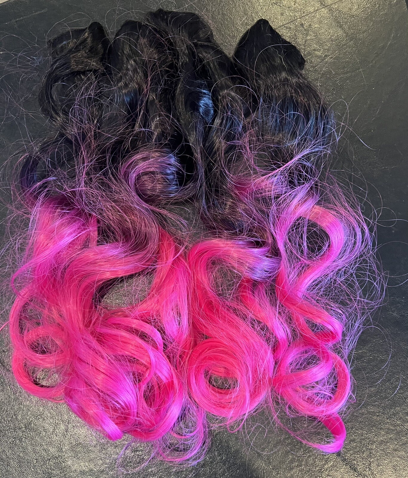 Hot Pink & Black Hair Extensions Pre Owned