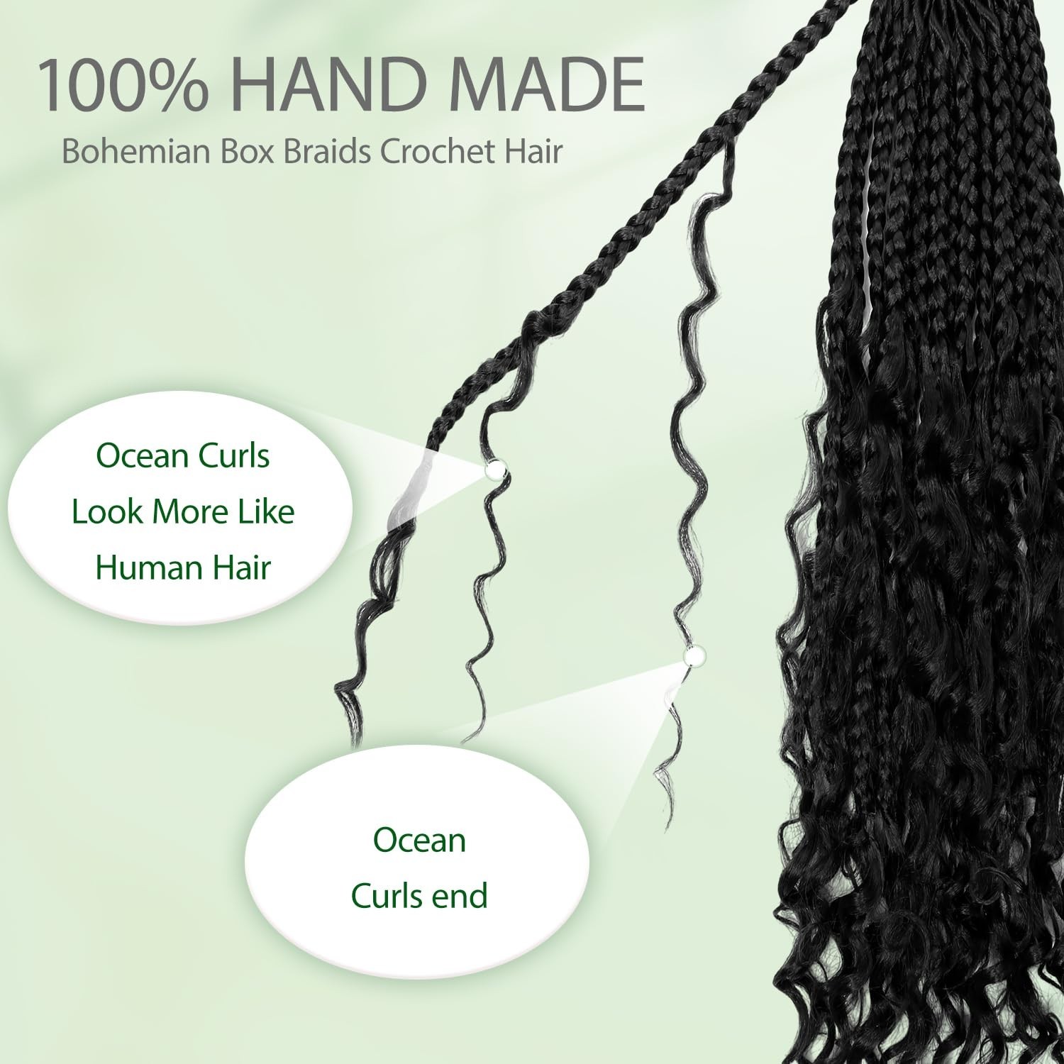 12 Inch Goddess Box Braids Crochet Hair 8 Packs Pre-Looped Bohemian Braiding Hai