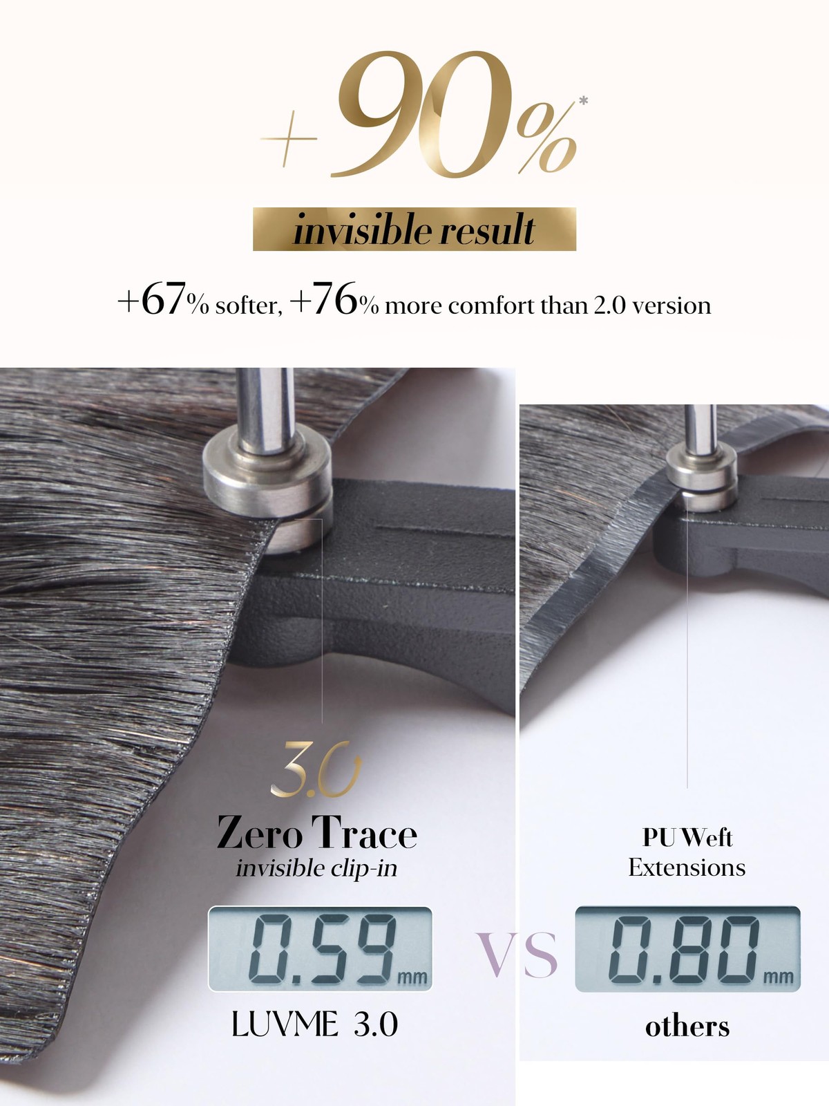 0.59mm Zero Trace Invisible Clip in Hair Extensions, Yaki Straight 7 Pcs 100g…