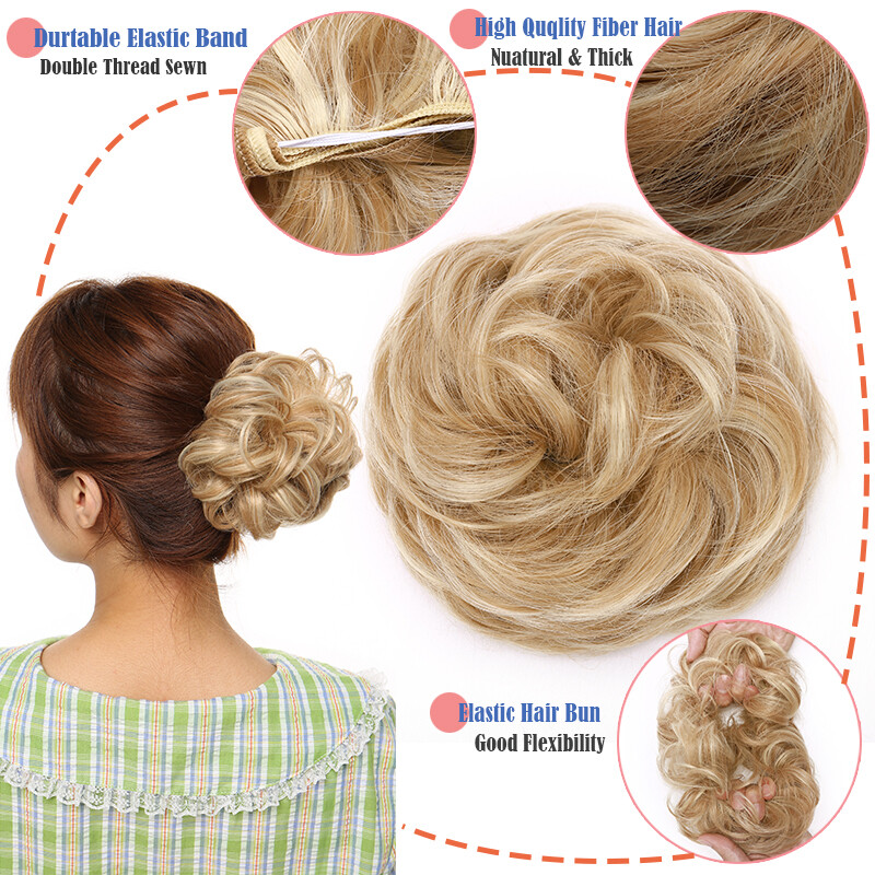 Hair Bun Messy Hair Piece Scrunchie Updo Curly Fake Hair Extension Real As Human