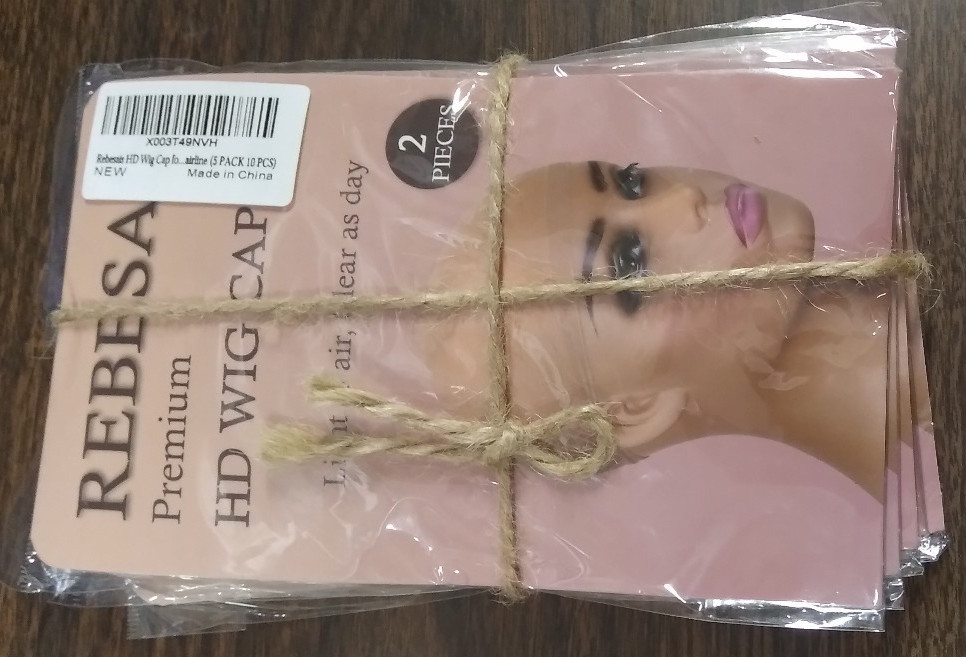 Rebesais 5 pk 10 pc Bulk Wig Cap women sheer light thin nylon invisible hairline