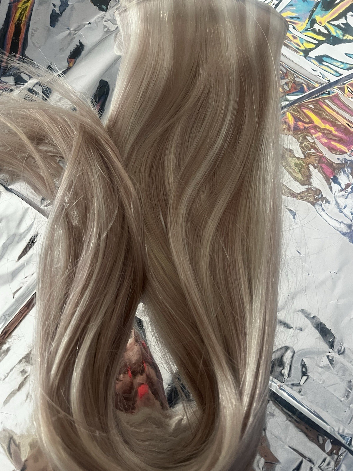 Blonde With Highlights Infinity Hair Extension Weft 22 Inch Long