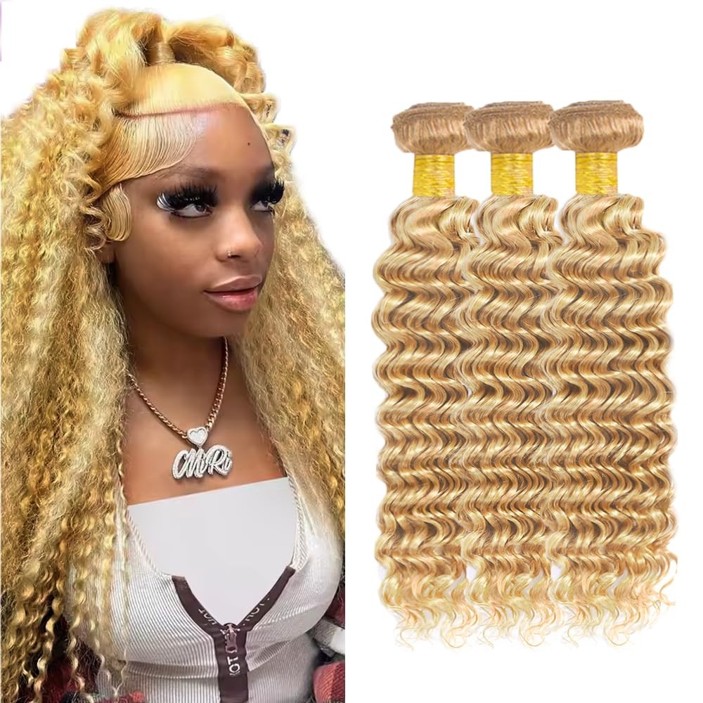 30 32 34 Inch Wuvusnm Hair 613 Bundles Human Hair Blonde Deep Wave Bundle