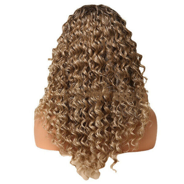 Women Ombre Ash Blonde Curly Lace Front Wigs T Part Kinky Curly Blonde Wigs