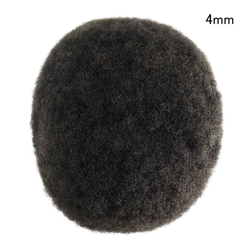 Mens Human Hair Toupee Afro Curl Hair System French Lace Black Hair Piece