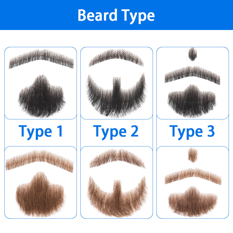 Fake Beard Human Hair Realistic Mustache Invisible Facial Hair Goatee Lace Beard