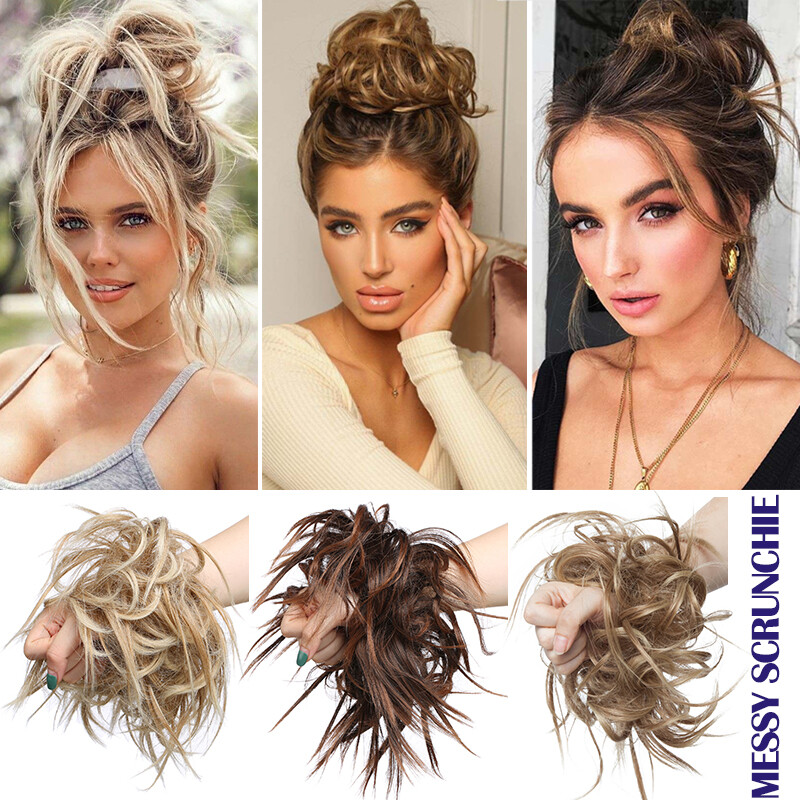 THICK X-LARGE Messy Bun Hair Piece Scrunchie Updo Wrap as Human Hair Extensions
