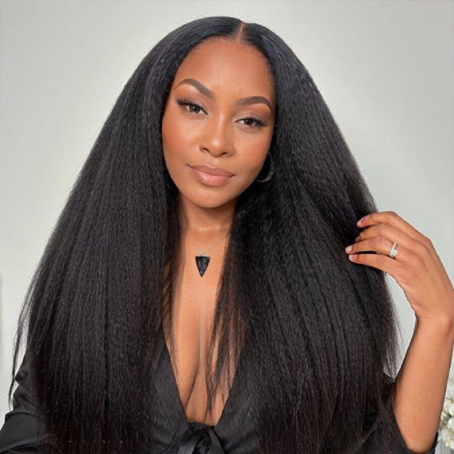 Kinky Straight 13X6 Lace Front Wig Human Hair 5.5×4.5 Silk Top Base Closure Wigs