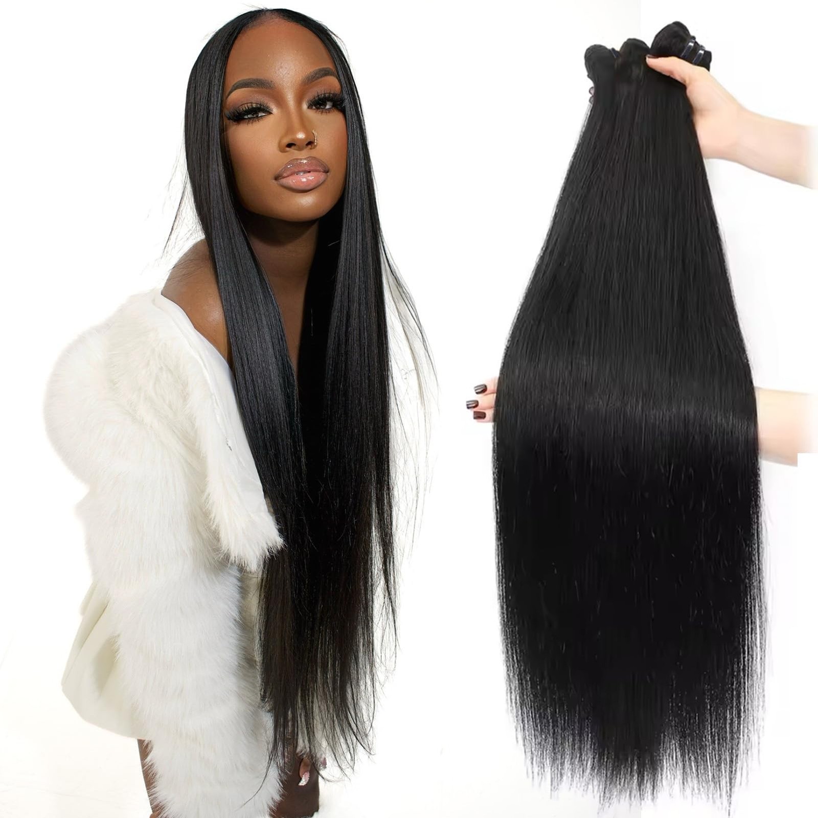 Yuccy 100g/Bundle Raw Human Hair Bundles 16A Indian Virgin Straight Hair 22 Inch
