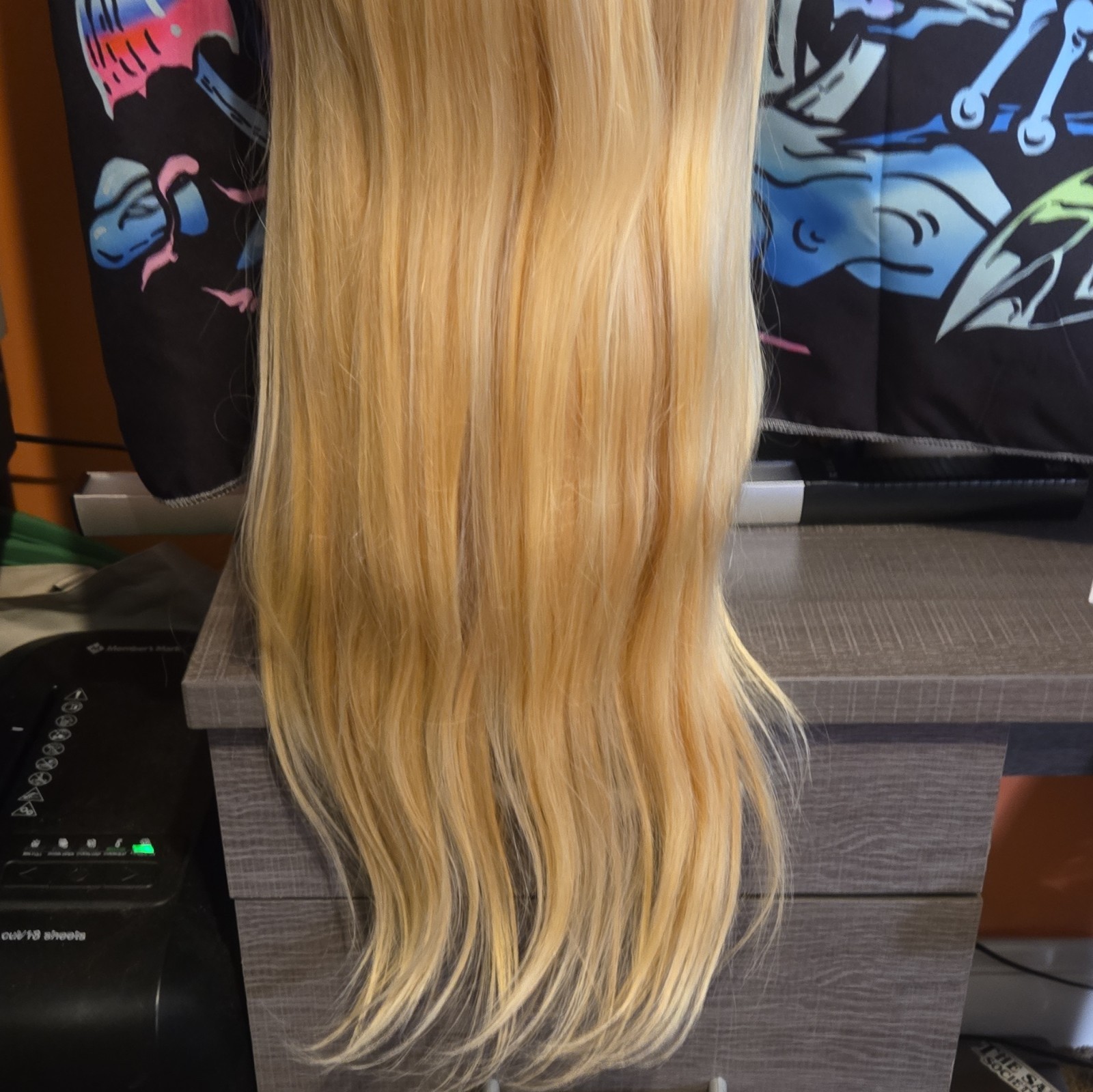 UNice Glueles Lace Front Human Straight Blonde Wig Middle Part 24in / 234gm