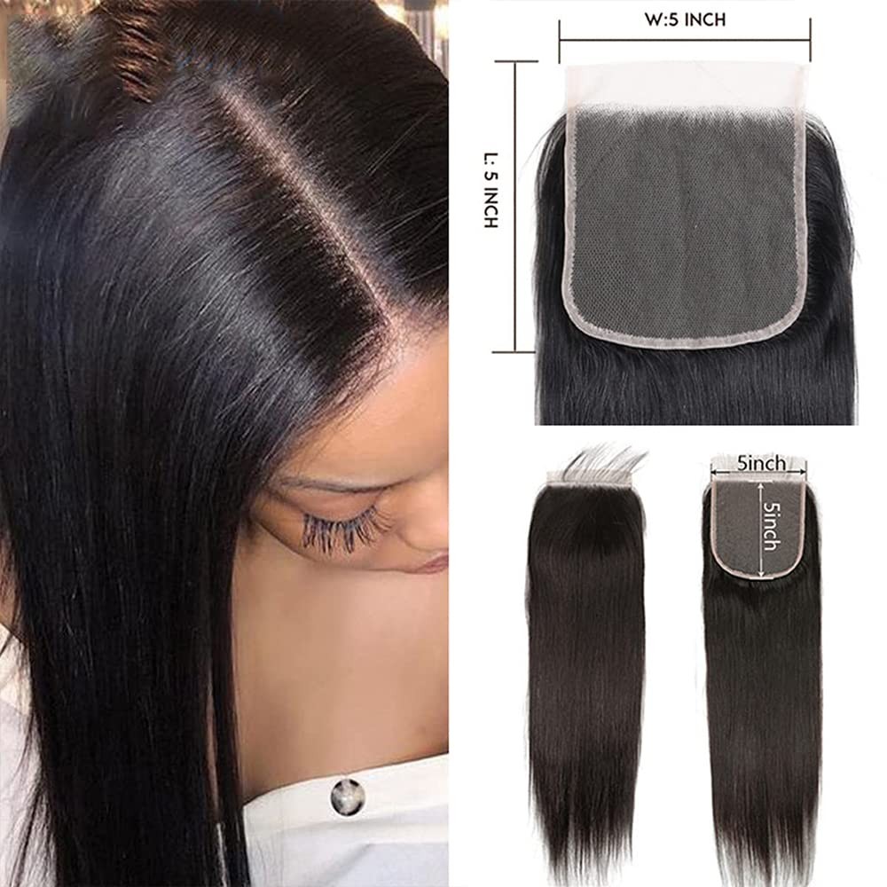 Amzhair 5X5 Hd Lace Closure Human Hair Straight Hd Transparent 100 Unprocessed