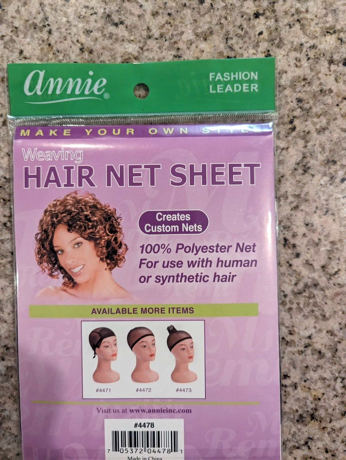 NEW ANNIE BLACK WEAVING HAIR NET SHEET #4478 100% POLYESTER NET 17″ x 27.5″