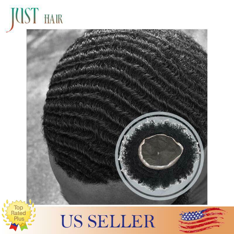 Afro Toupee For Black Men All Transparent Lace Curly 100%Human hair Weave system