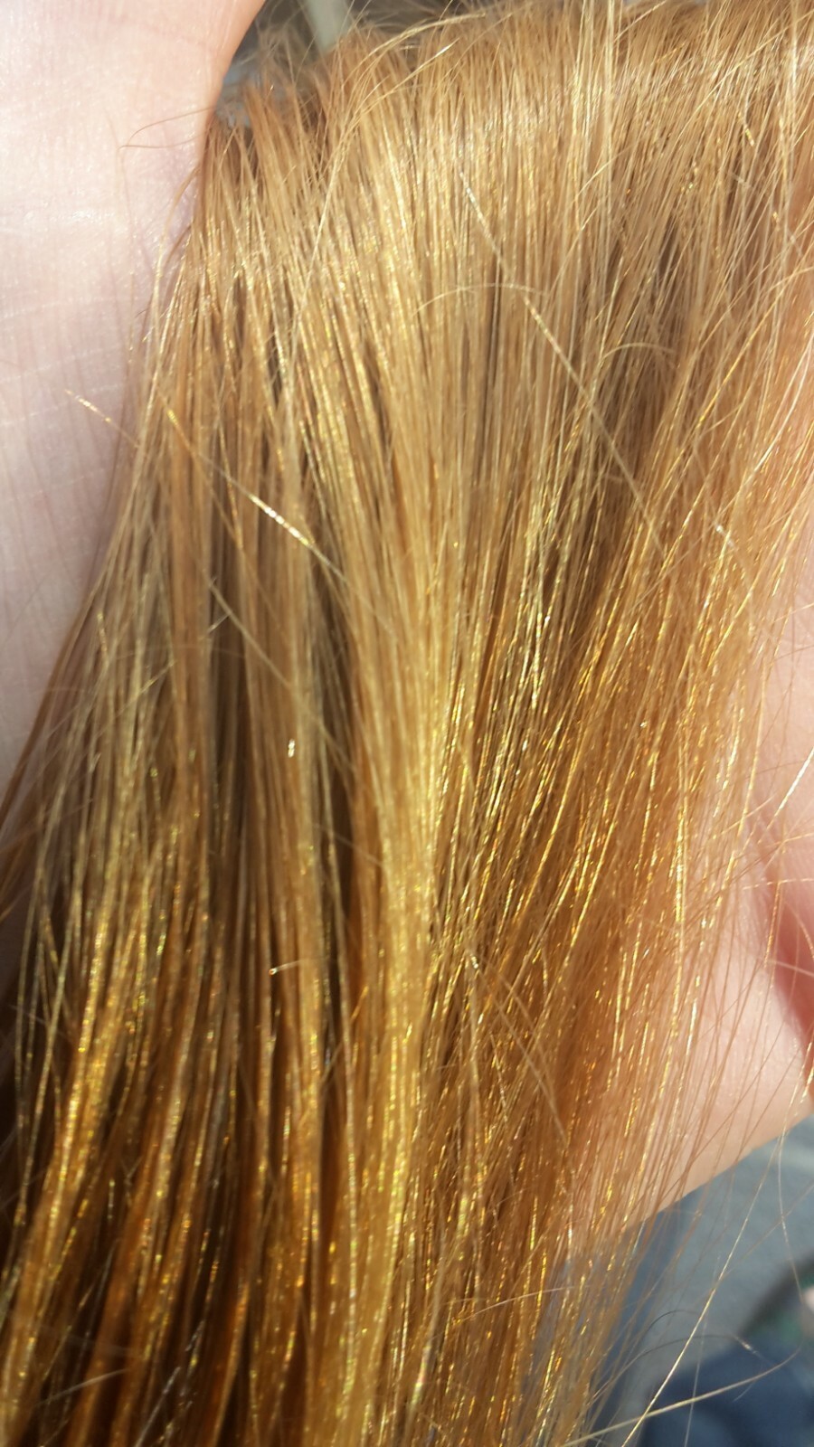 Real Virgin Human hair in auburn/strawberry blonde – cut to length