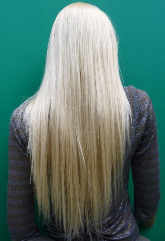 New Women’s Long Natural Light Blonde Mix Straight Full Wig 24 Inch
