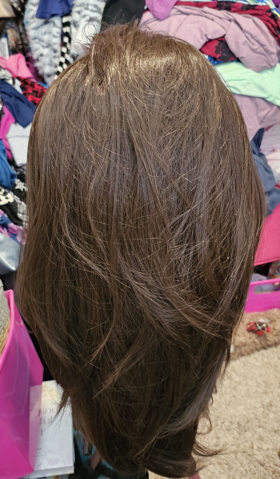 Rich Chocolate Brown Layered Free Part Wig