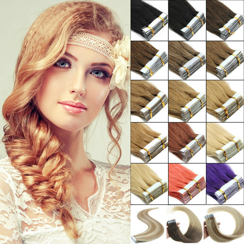 Tape in 100% Real Remy Human Hair Extensions Invisible Tape Skin Weft Hair Thick
